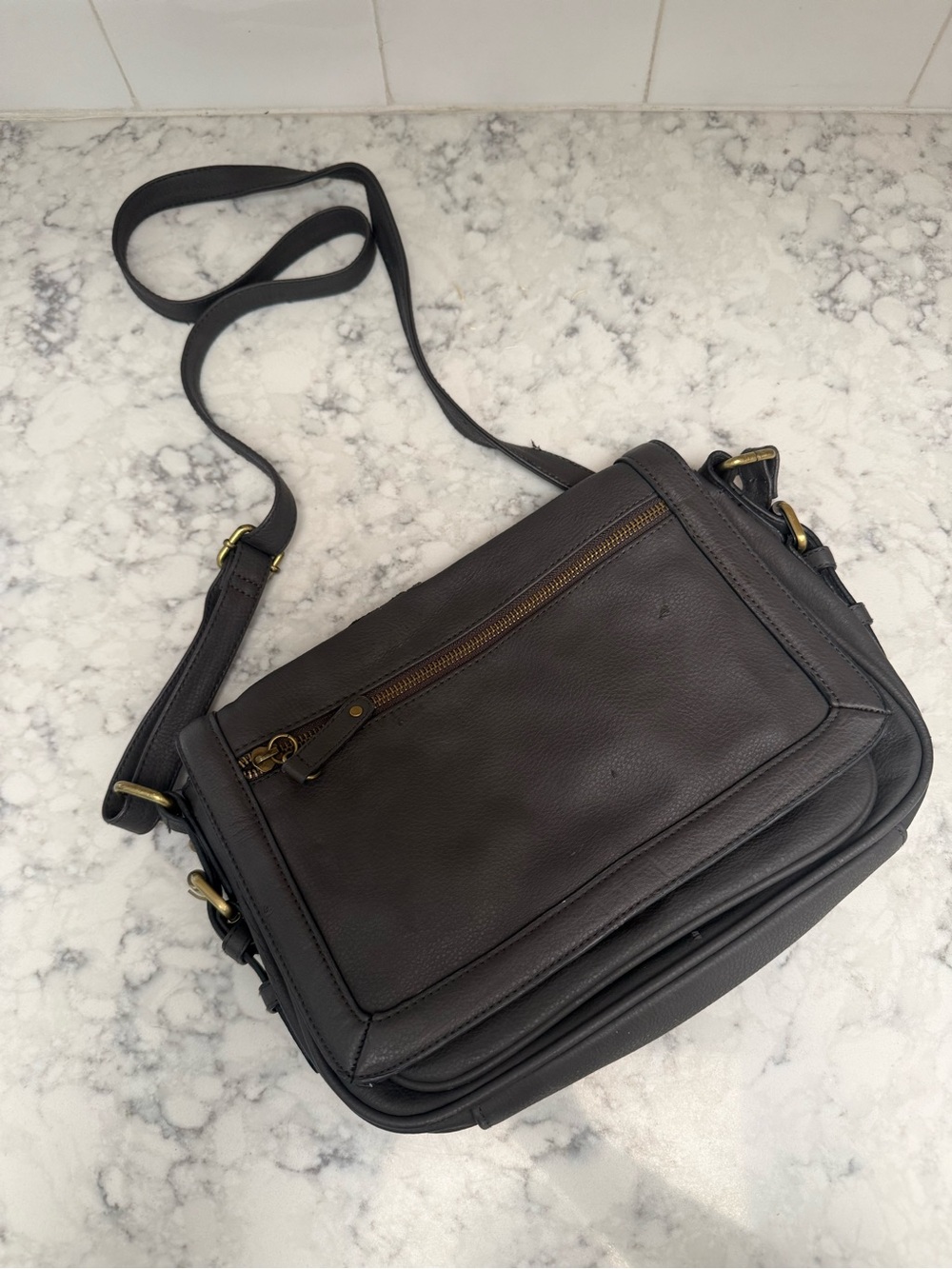 Merona Black Leather Crossbody Bag